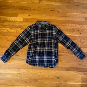 Woolrich Navy and White Plaid Button Down Shirt